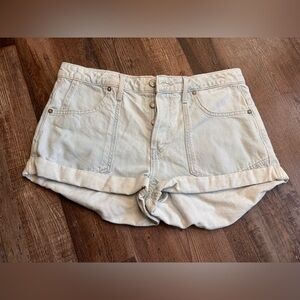Free People Light Wash Denim Women's Shorts - Casual Rolled Hem